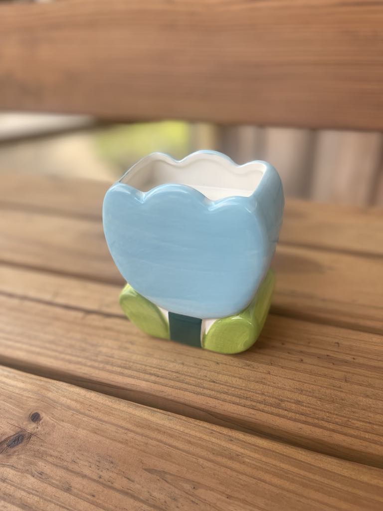 Blue Tulip Flower Candle -